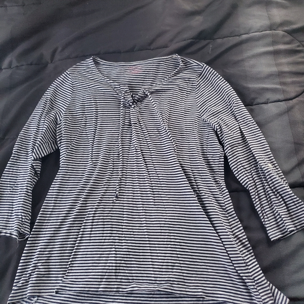 women large blue white striped top Sonoma